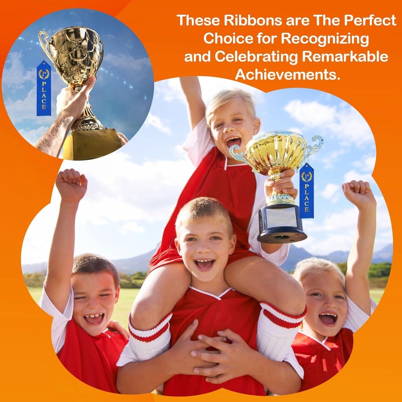 Berenlu 300PCS Award Ribbons, Medal Ribbons for 1st, 2nd, 3rd Place, Event Card & Rope Included,Perfect for Competitions, Sports Events, School Challenges, Vibrant Blue, Red, and White - Image 5